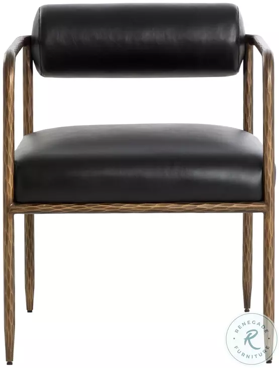 Ajani Charcoal Black Leather Dining Arm Chair