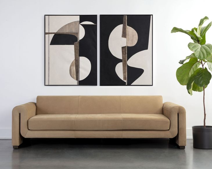 Romer Nubuck Tan Leather Sofa