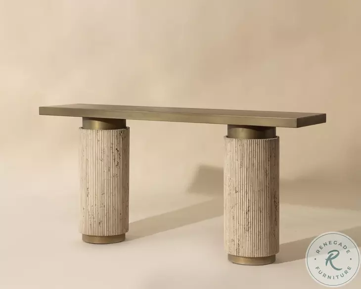 Ashva Antique Brass Console Table