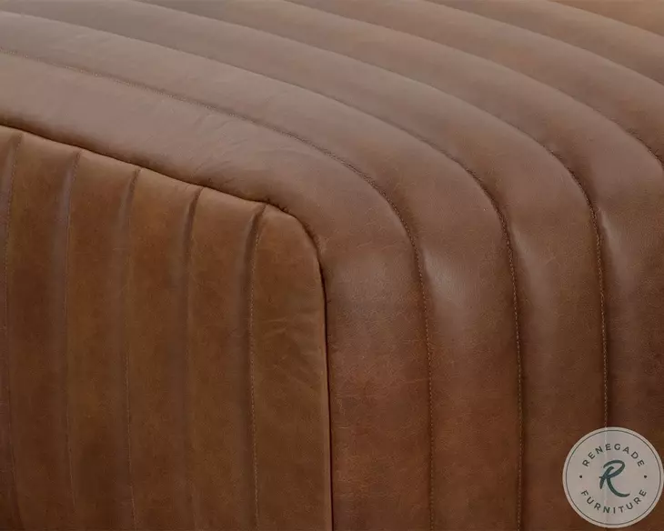 Cassiel Lucia Tobacco Leather Rectangular Ottoman