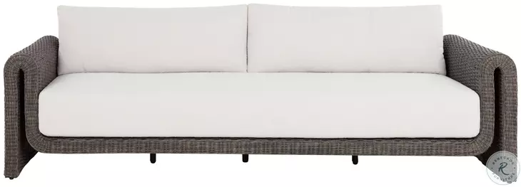 Tibi Louis Cream Performance Fabric Sofa With Gray Wooden Frame