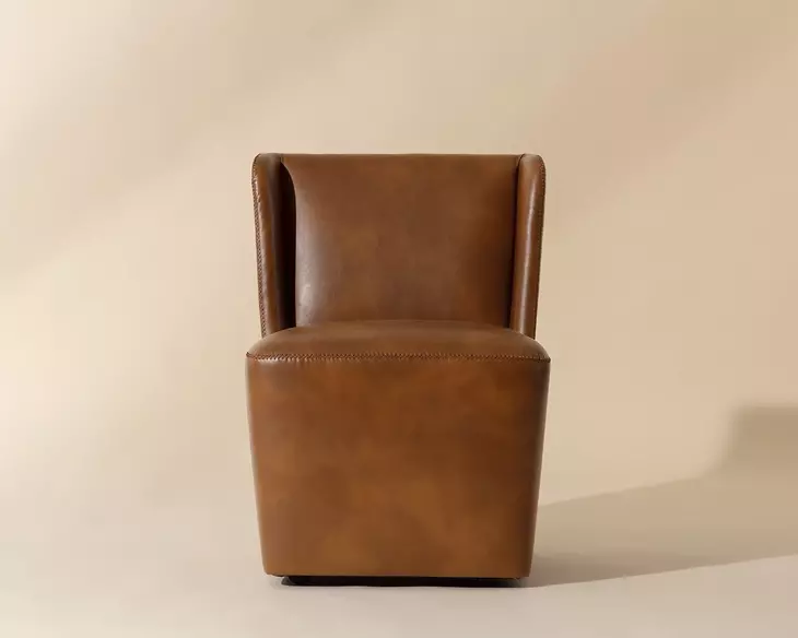 Marbella Tobacco Tan Upholstered Wheeled Dining Chair