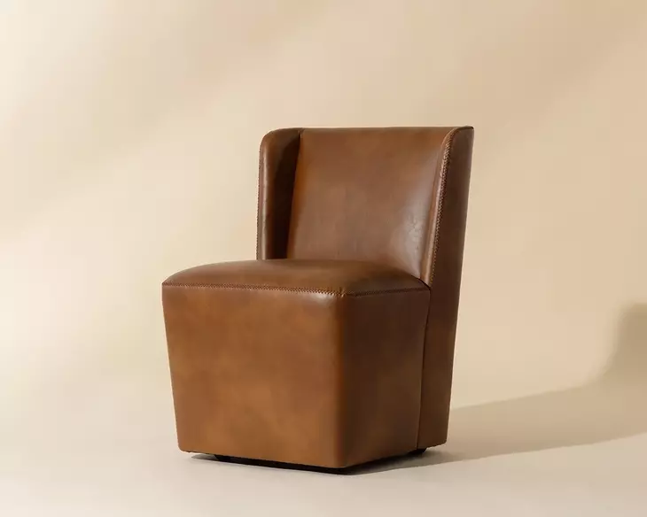 Marbella Tobacco Tan Upholstered Wheeled Dining Chair
