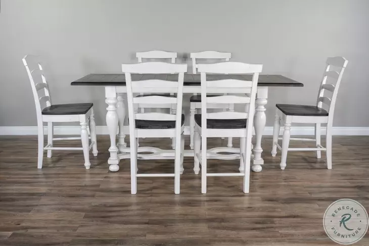 Hearthwood Haven White Carriage House Extendable Rectangular Counter Height Friendship Dining Room Set