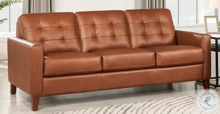 Cassian Nutmeg Leather 80" Sofa