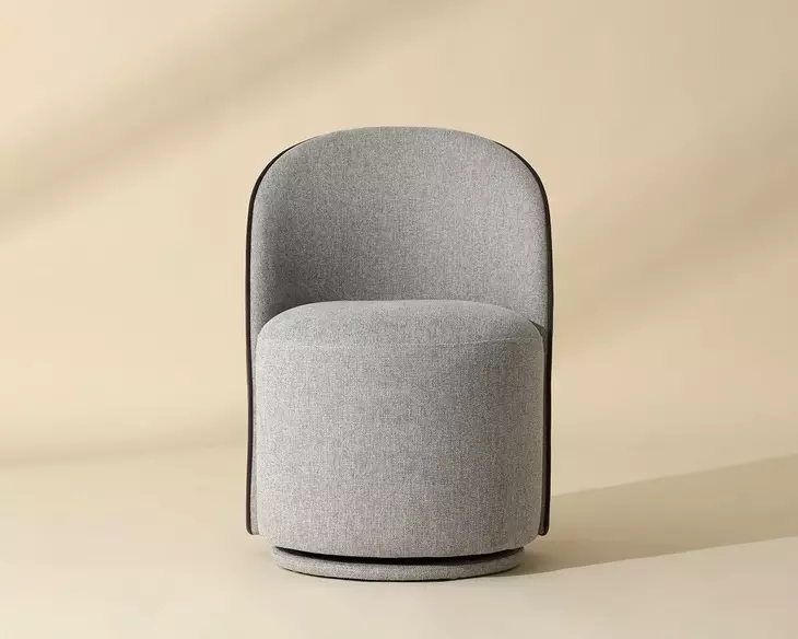 Opaline Belfast Heather Gray and Meg Ash Upholstered Swivel Dining Chair