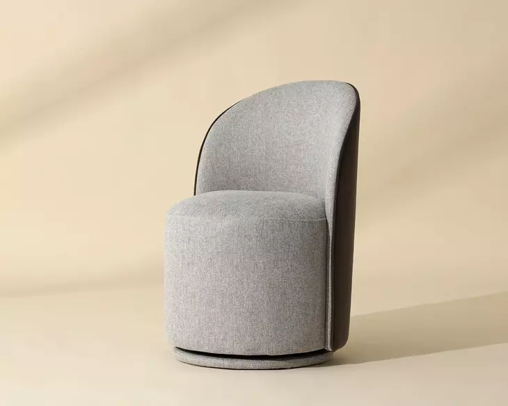 Opaline Belfast Heather Gray and Meg Ash Upholstered Swivel Dining Chair