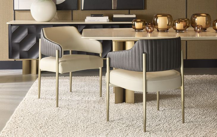 Astara Cream Marble And Antique Brass 94" Dining Table