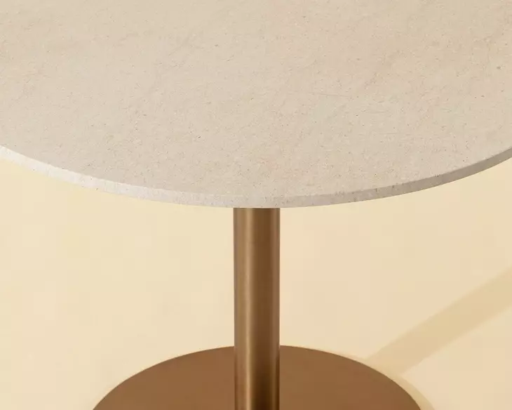 Mikha Cream and Antique Brass 40" Round Marble Top Bistro Table