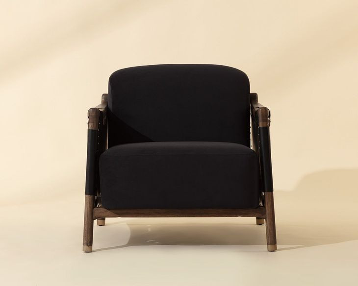 Calloway Abbington Black and Onyx Leather Upholstered Lounge Chair