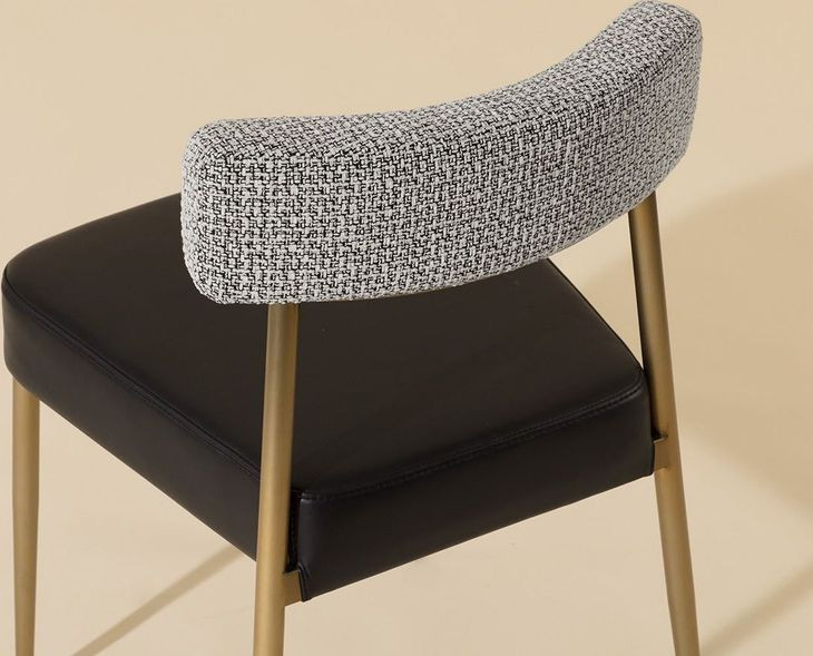 Kiran Bravo Black and Helios Check Black Upholstered Stackable Dining Chair Set of 2