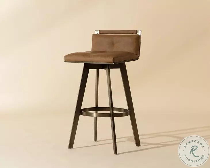 Arizona Milliken Cognac Swivel Bar Stool