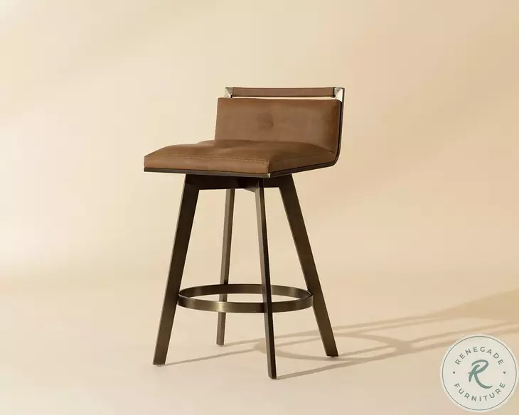 Arizona Milliken Cognac Swivel Counter Height Stool