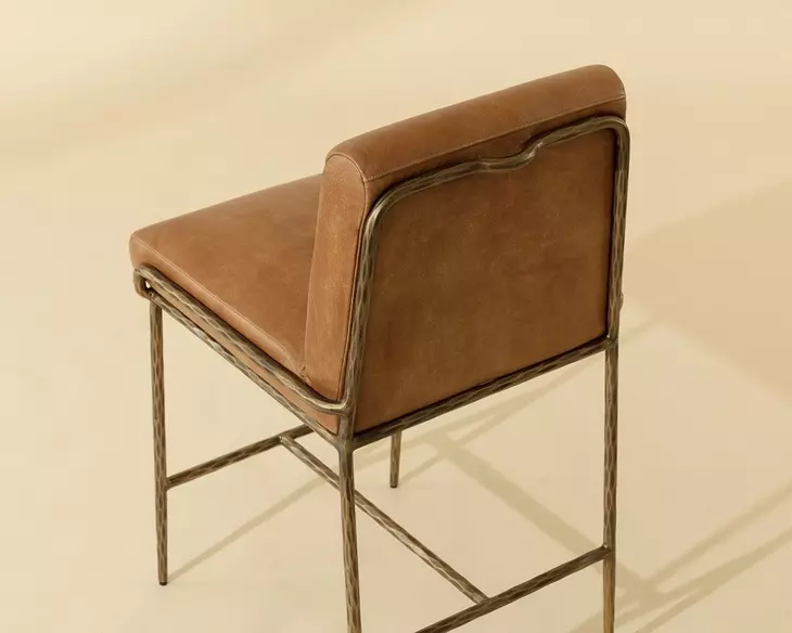 Corvin Tan Leather Upholstered Counter Height Stool