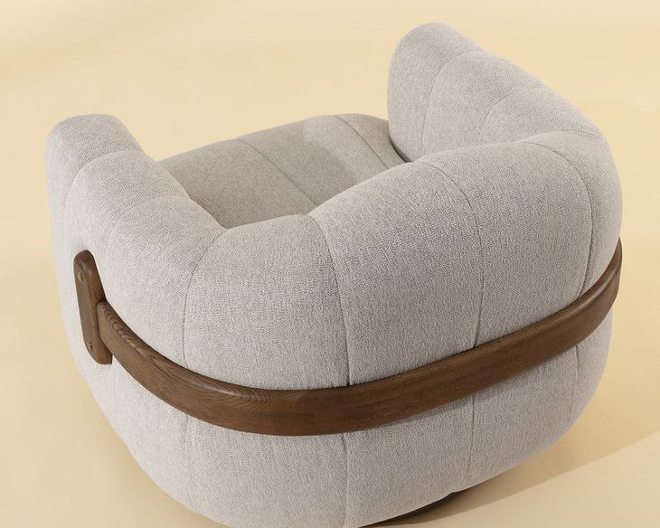 Tadeo Dove Cream Upholstered Swivel Arm Chair