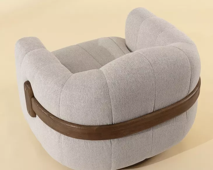 Ezra Dove Cream Upholstered Swivel Arm Chair
