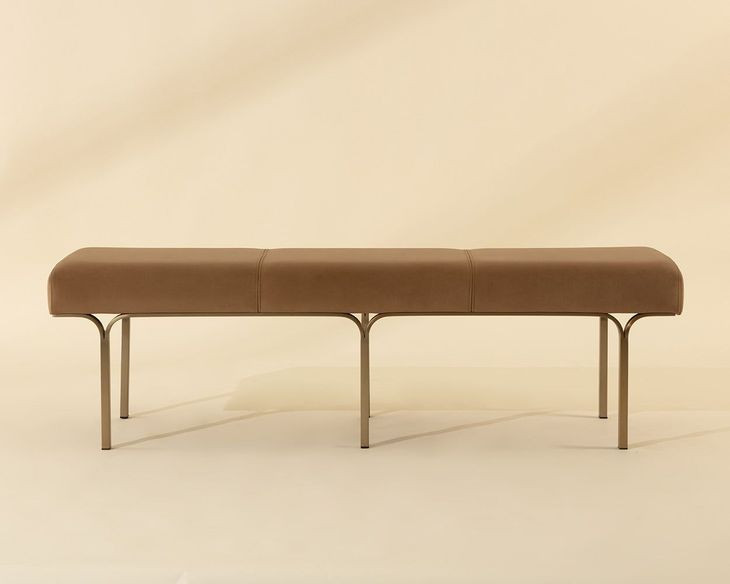 Nuvella Kona Camel Upholstered 60" Accent Bench
