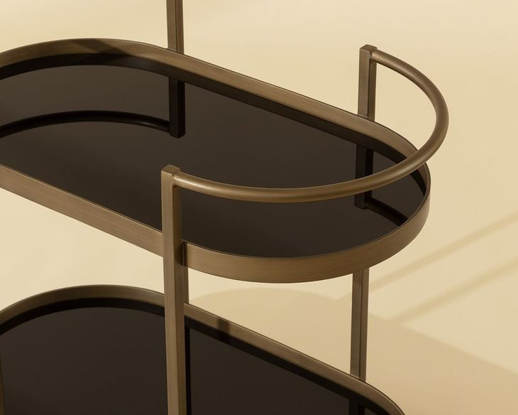 Bartlett Antique Brass Bar Cart