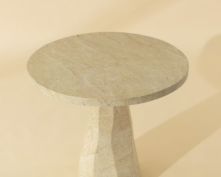 Kline Natural 34" Round Concrete Top Outdoor Bistro Table