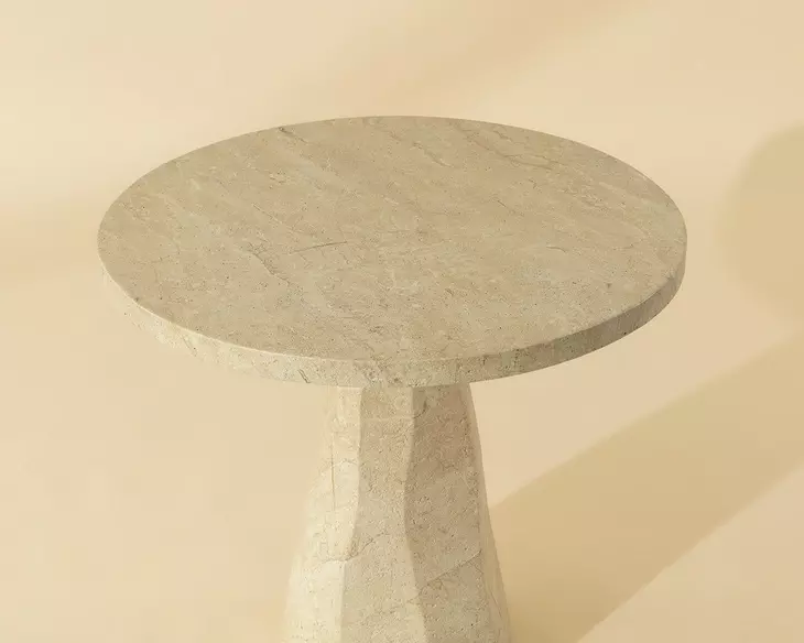 Kliff Natural 34" Round Concrete Top Outdoor Bistro Table