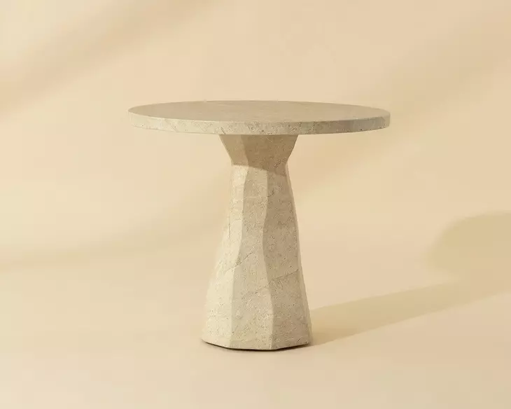 Kliff Natural 34" Round Concrete Top Outdoor Bistro Table