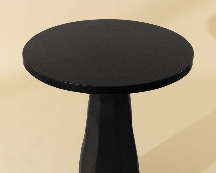 Kliff Black 34" Round Concrete Top Outdoor Bar Table