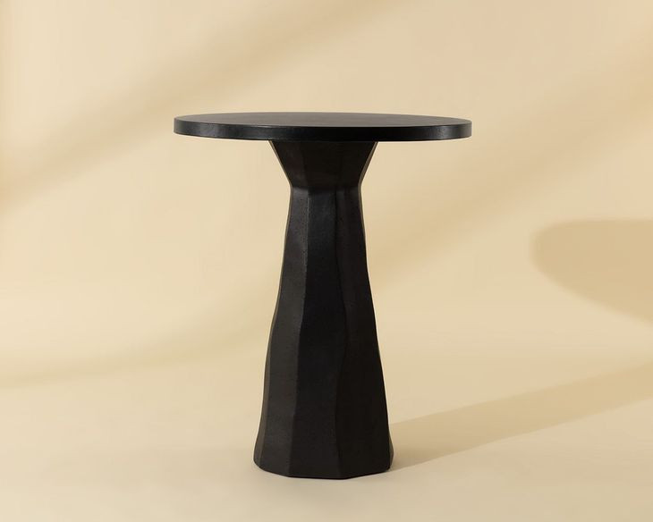 Kliff Black 34" Round Concrete Top Outdoor Bar Table