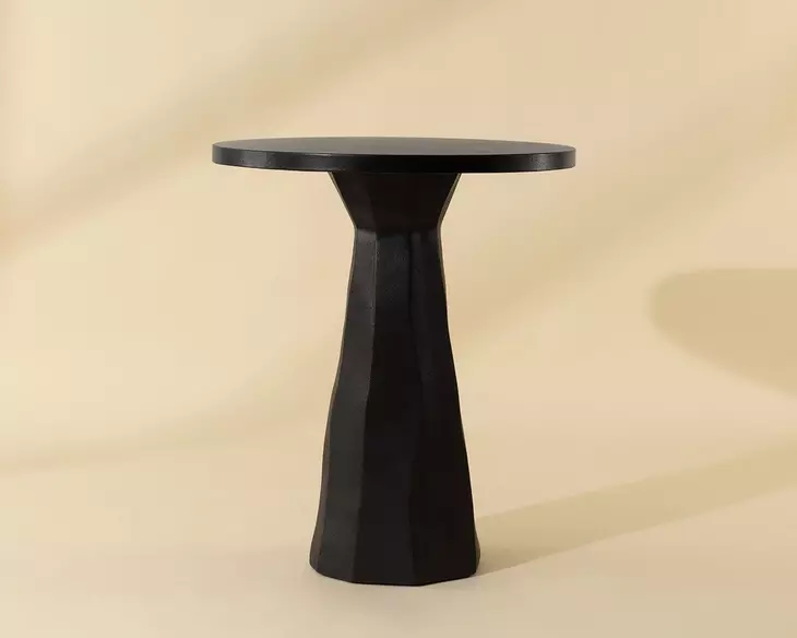 Kliff Black 34" Round Concrete Top Outdoor Bar Table