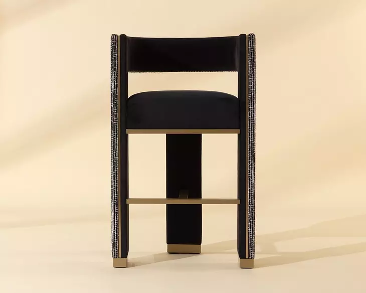 Adamina Abbington Black and Hobbes Night Upholstered Bar Stool