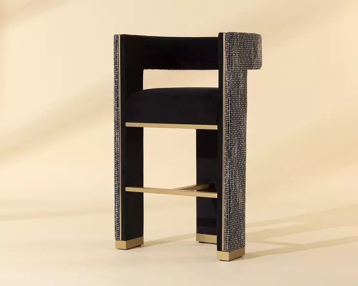 Adamina Abbington Black and Hobbes Night Upholstered Bar Stool