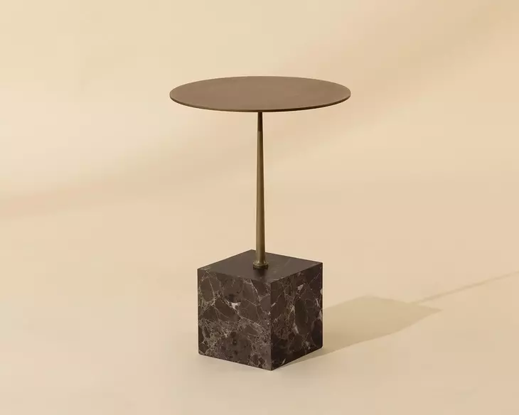 Tara Brown and Gold Round End Table