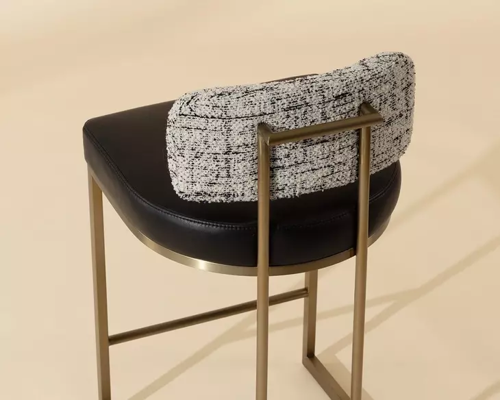 Sylvara Bravo Black and Halton Birch Performance Fabric Counter Height Stool