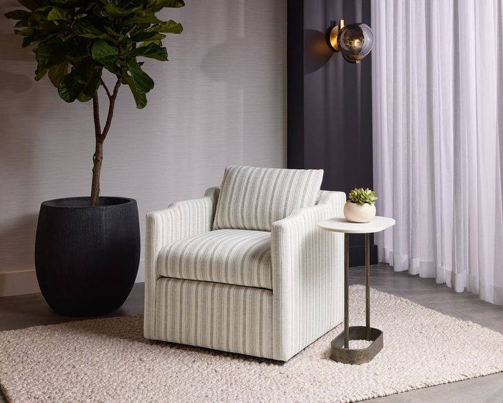 Orlena Gifford Script Upholstered Swivel Lounge Chair