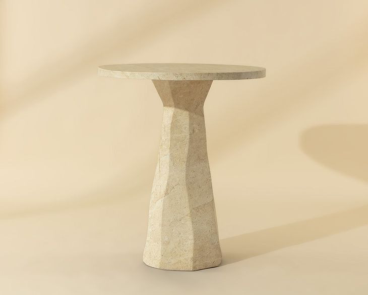 Kliff Natural 34" Round Concrete Top Outdoor Bar Table