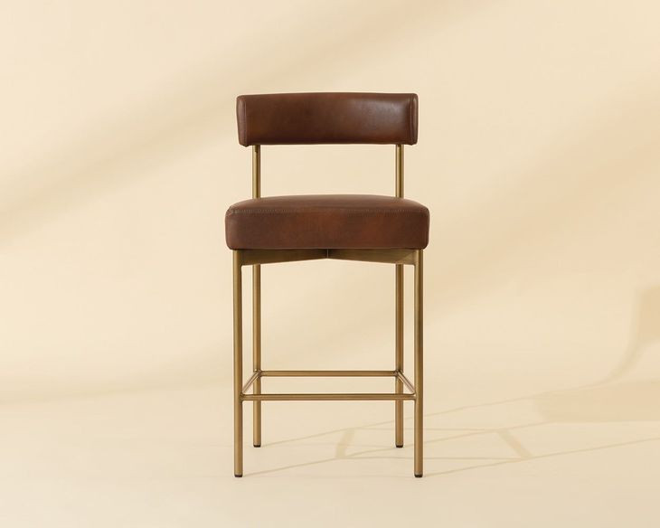 Seneca Bravo Cognac Upholstered Counter Height Stool