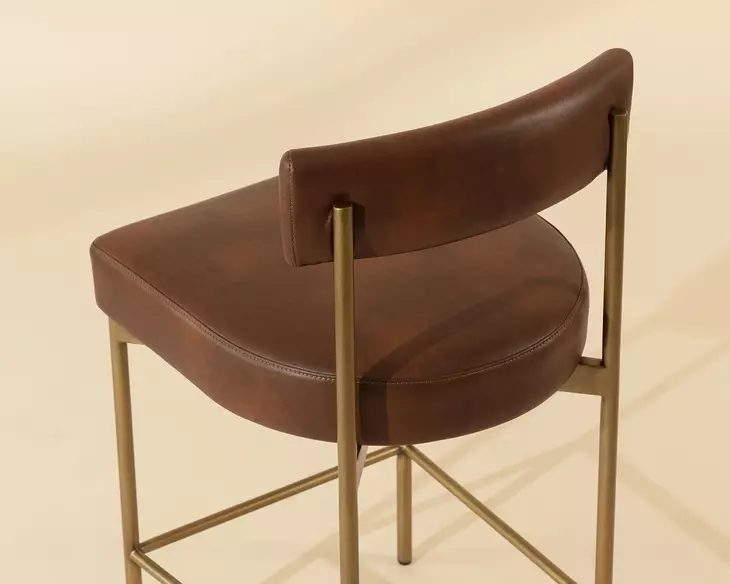 Astellan Bravo Cognac Upholstered Counter Height Stool