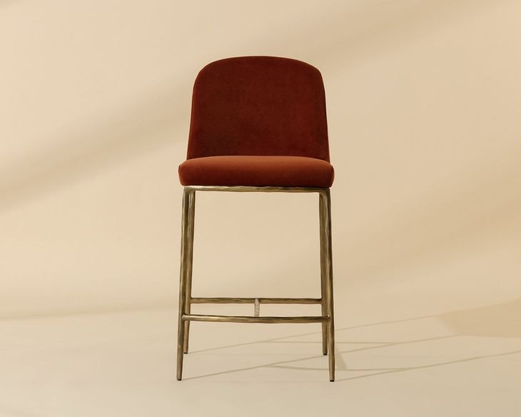 Nestorra Meg Rust Upholstered Counter Height Stool