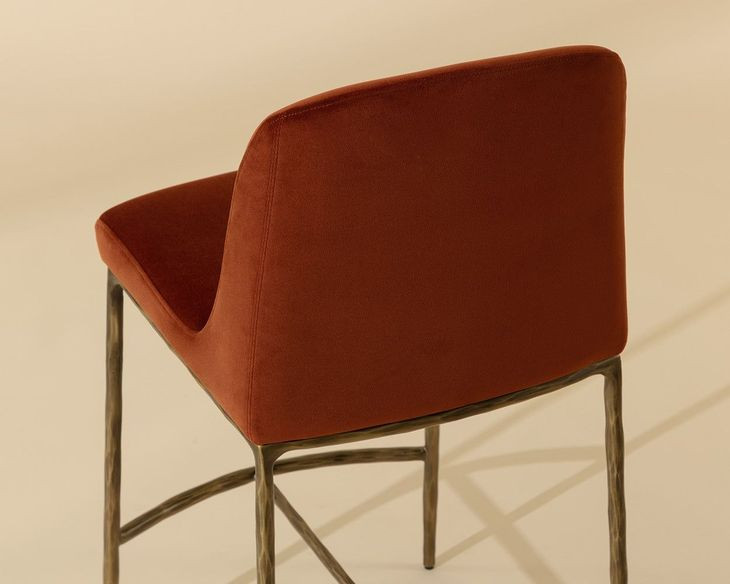 Nestorra Meg Rust Upholstered Counter Height Stool