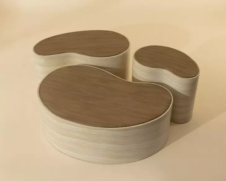 Ishiko Light Brown and Warm Brown Free Form Medium Concrete Top Outdoor Cocktail Table