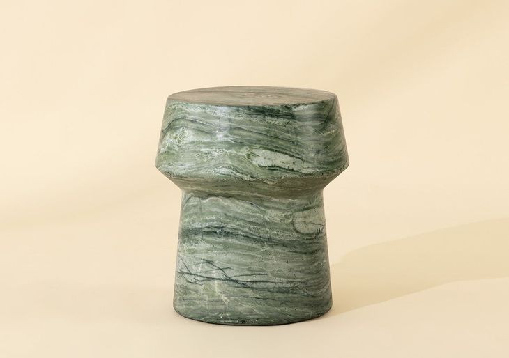 Brie Sage Round Concrete Top Outdoor End Table
