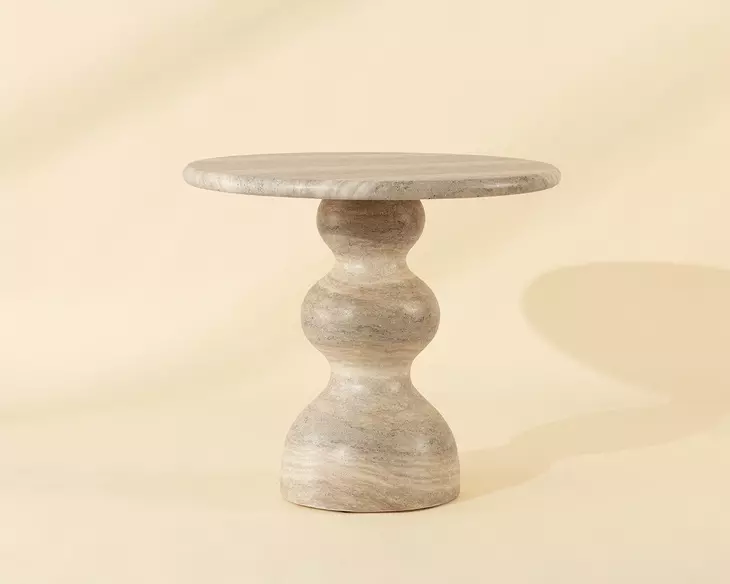 Raul Dune 34" Round Concrete Top Outdoor Bistro Table