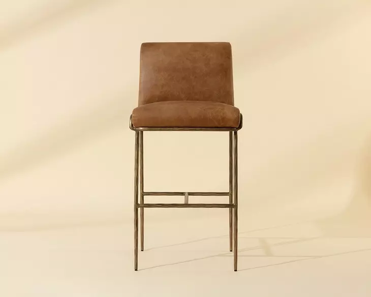 Lathan Tan Leather Upholstered Bar Stool