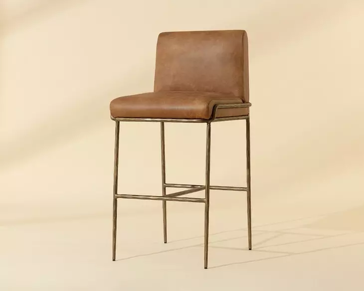 Lathan Tan Leather Upholstered Bar Stool