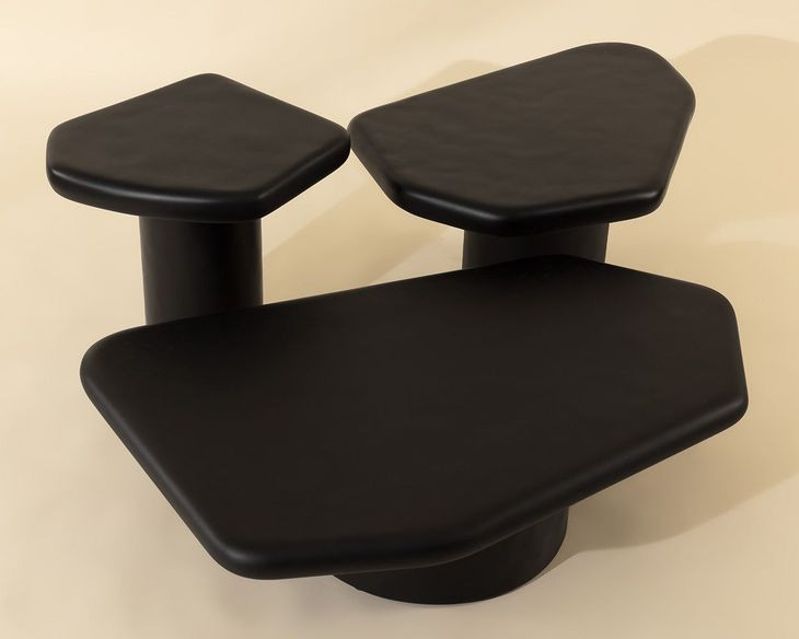 Detti Black Free Form Small Concrete Top Outdoor Cocktail Table