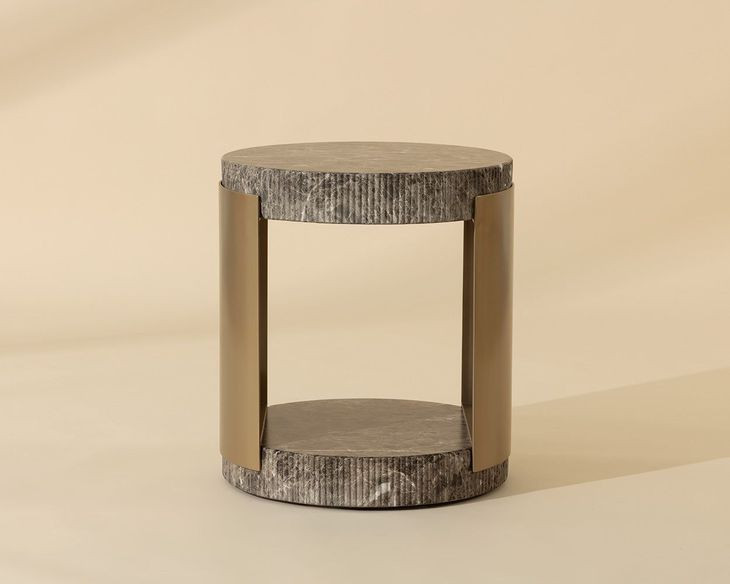 Gardiner Dark Emperador Outdoor Round End Table