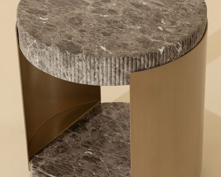 Gardiner Dark Emperador Outdoor Round End Table
