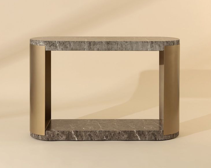 Gardiner Dark Emperador Outdoor Oval Console Table