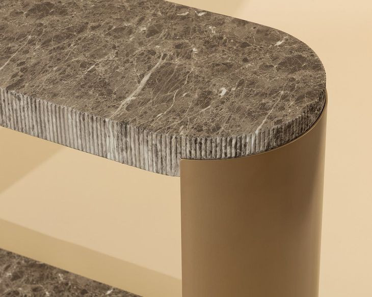 Gardiner Dark Emperador Outdoor Oval Console Table