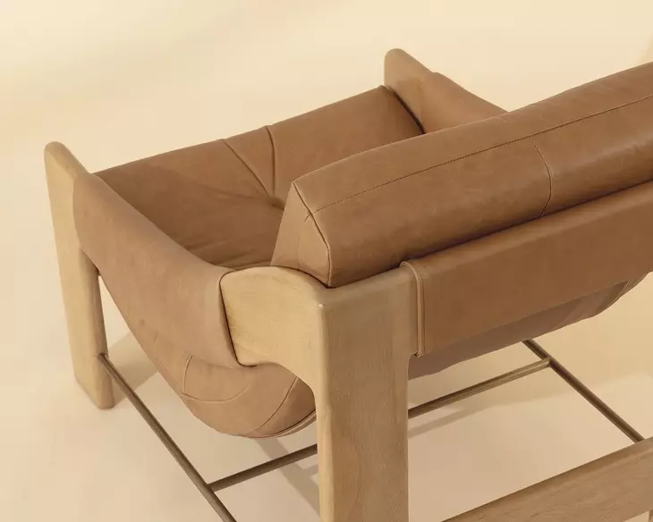 Fitzgerald Ludlow Sesame Leather Upholstered Lounge Chair