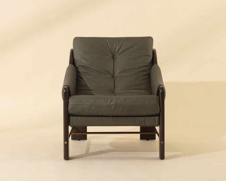 Rafferty Ludlow Dark Olive Leather Upholstered Lounge Chair